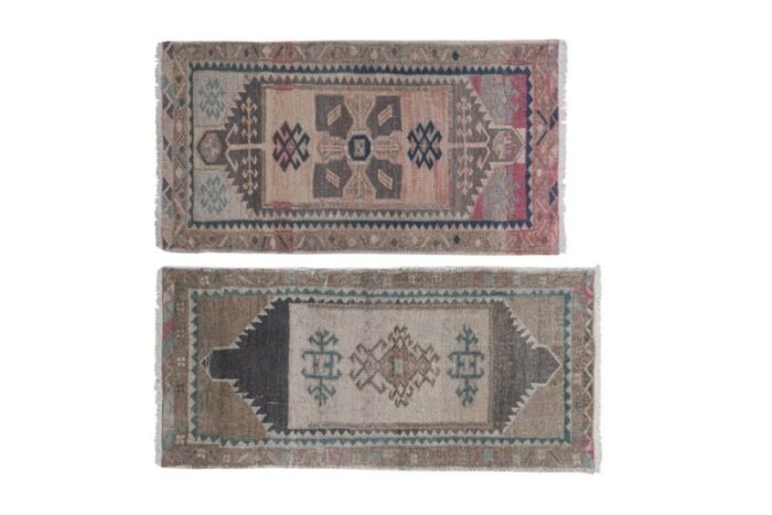 small hand knotted rug 1970s set of 2 2