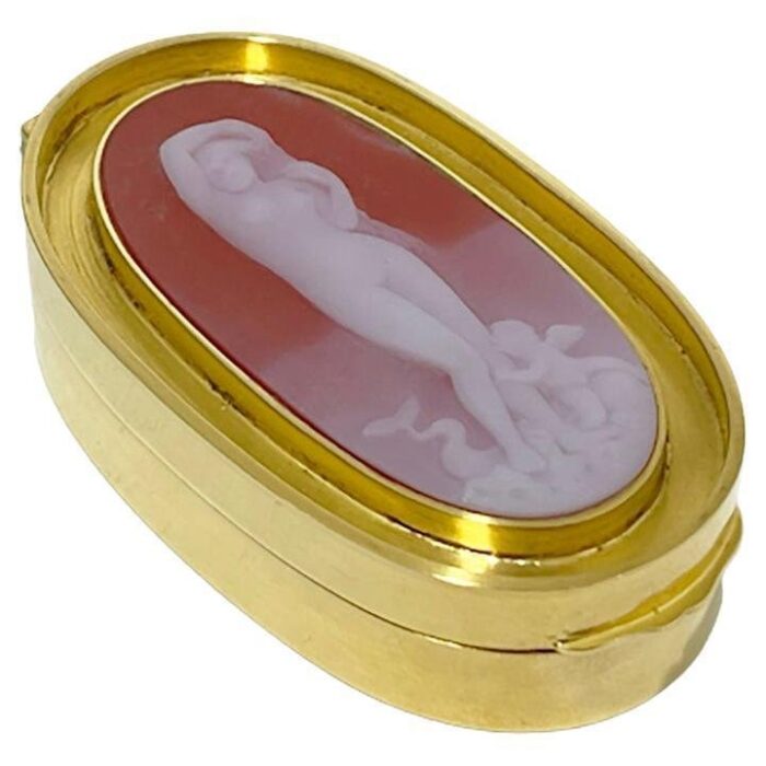 small oval dutch silver gold plated box with a scene of the birth of venus 1980s 1