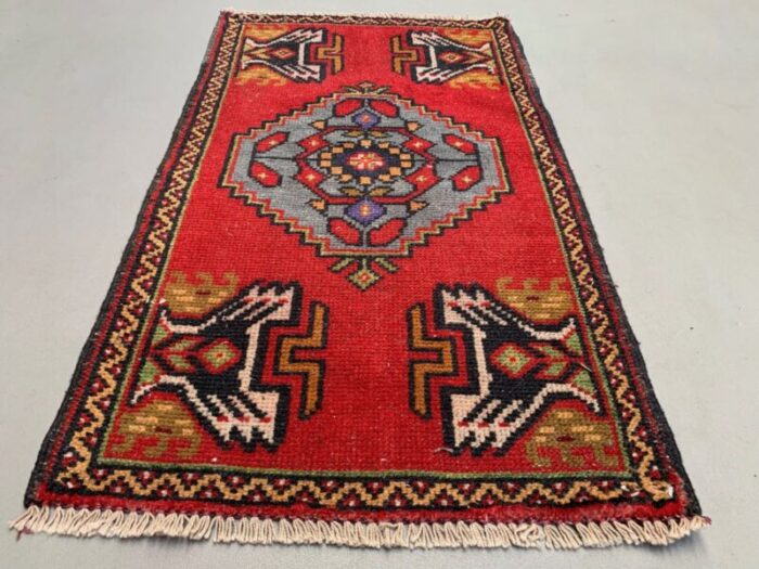 small vintage red wool rug turkey 3