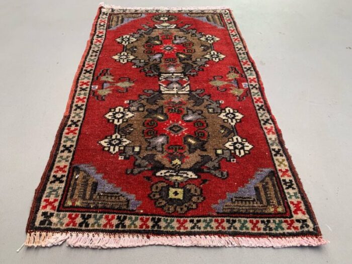 small vintage turkish wool rug 2 2