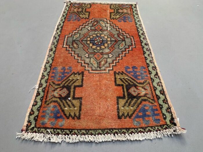 small vintage turkish wool rug 2 3