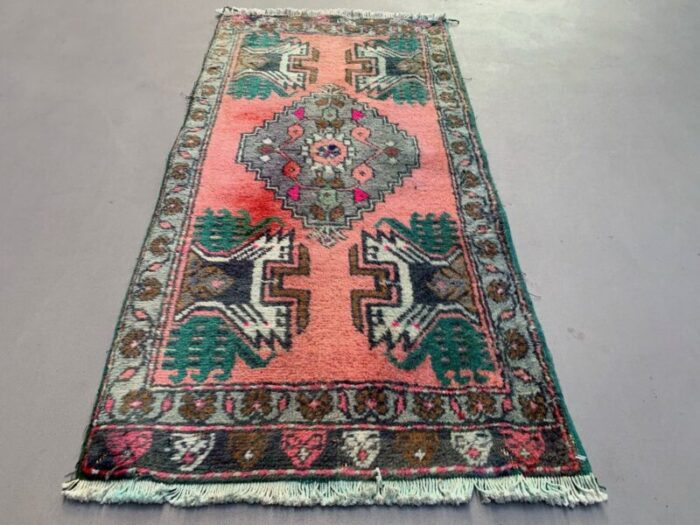 small vintage turkish wool rug 3 1