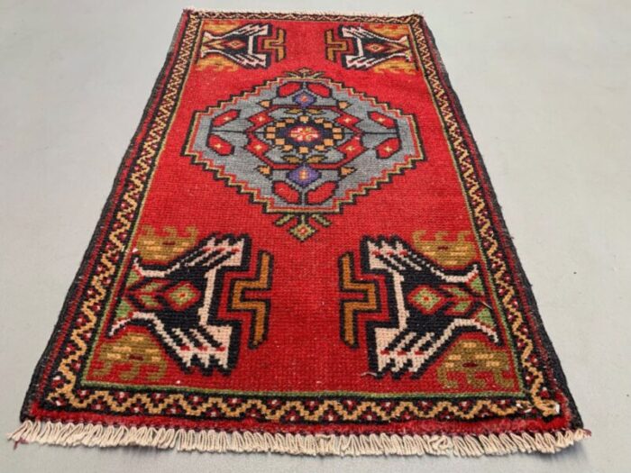 small vintage turkish wool rug 3 2