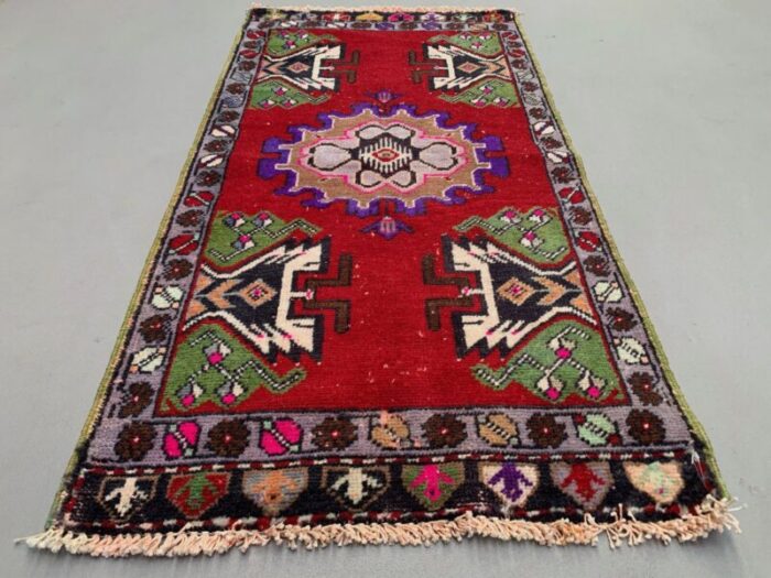 small vintage turkish wool rug 3 7