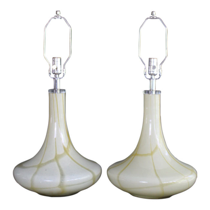 soft yellow mid 20th century mezza murano style lamps 0093