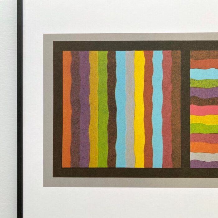 sol lewitt vintage modernist framed extra large lithograph print bands not straight in four directions 1999 1702