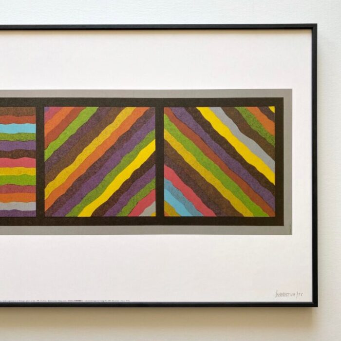 sol lewitt vintage modernist framed extra large lithograph print bands not straight in four directions 1999 2737