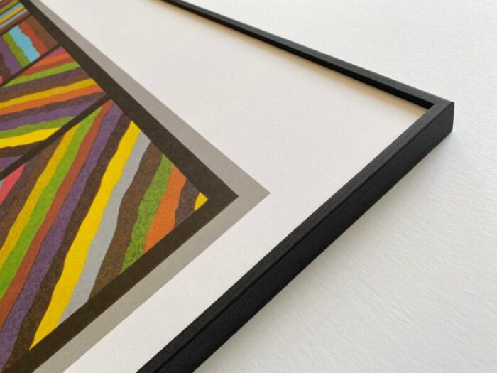 sol lewitt vintage modernist framed extra large lithograph print bands not straight in four directions 1999 3370