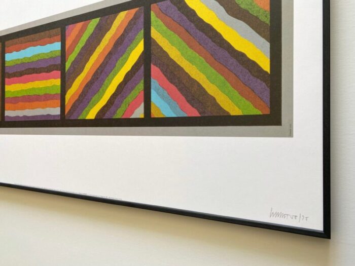 sol lewitt vintage modernist framed extra large lithograph print bands not straight in four directions 1999 3451