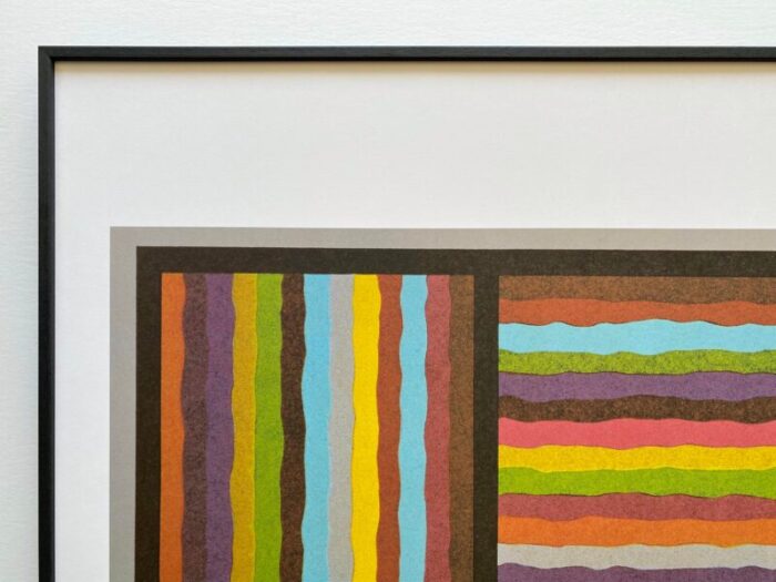 sol lewitt vintage modernist framed extra large lithograph print bands not straight in four directions 1999 5009