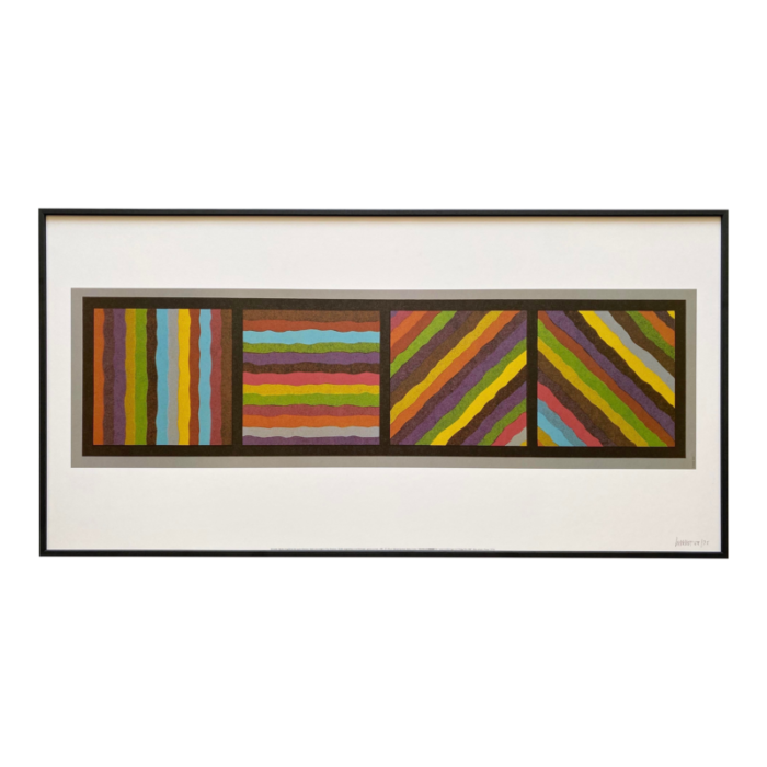 sol lewitt vintage modernist framed extra large lithograph print bands not straight in four directions 1999 6008