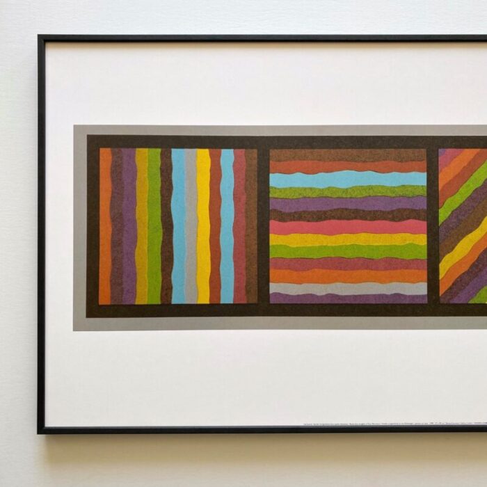 sol lewitt vintage modernist framed extra large lithograph print bands not straight in four directions 1999 6018