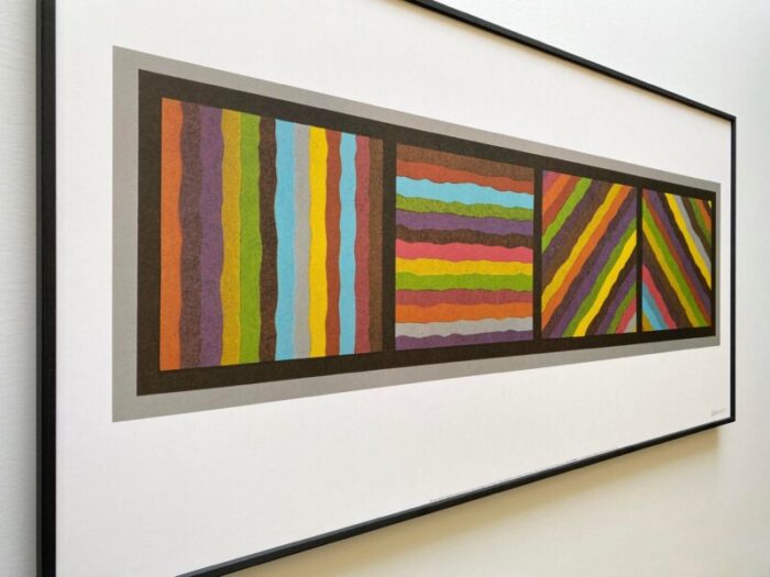 sol lewitt vintage modernist framed extra large lithograph print bands not straight in four directions 1999 8578