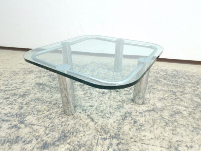 solid glass and chrome coffee table 2483