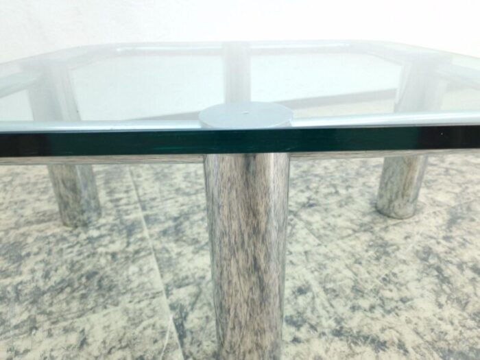 solid glass and chrome coffee table 3882