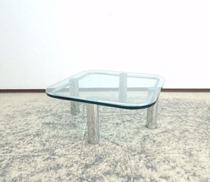 solid glass and chrome coffee table 7222