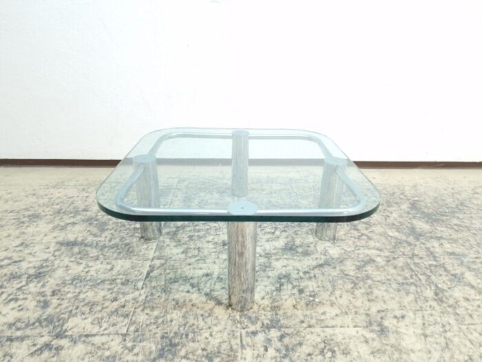 solid glass and chrome coffee table 9451