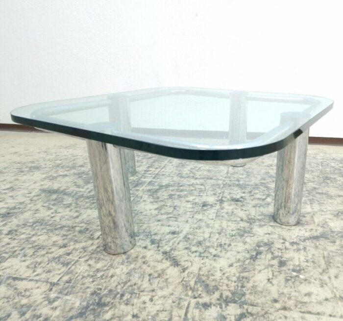 solid glass and chrome coffee table 9586