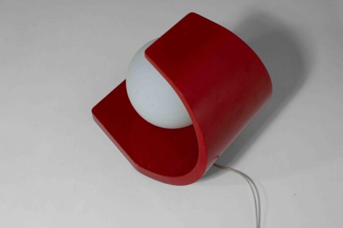 space age orb table lamp in red laminate casing italy 1960s 6666