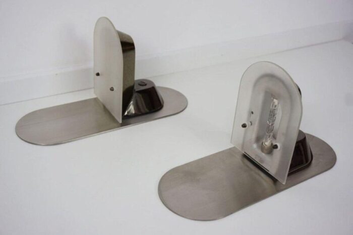 stainless steel wall lights 1980s set of 2 6101