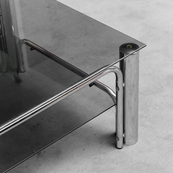 steel and glass coffee table 1970s 3877