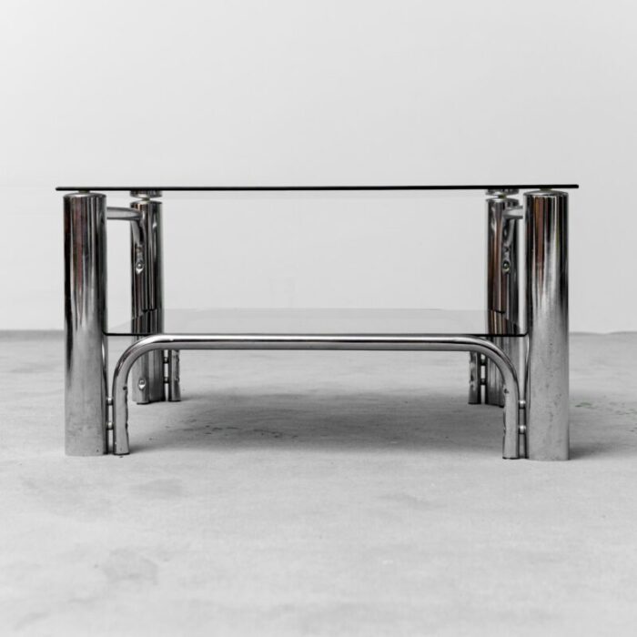 steel and glass coffee table 1970s 5320