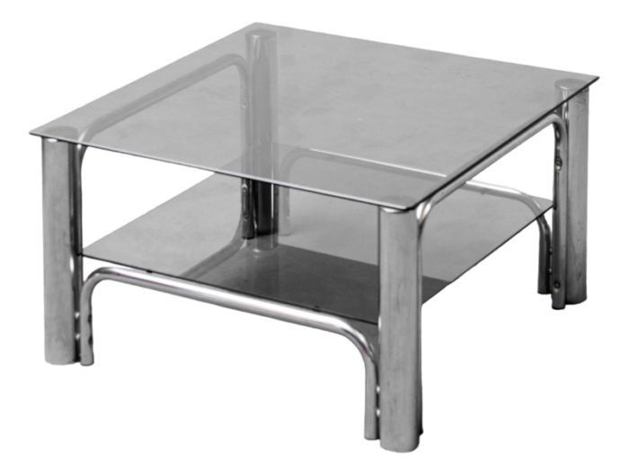 steel and glass coffee table 1970s 6349