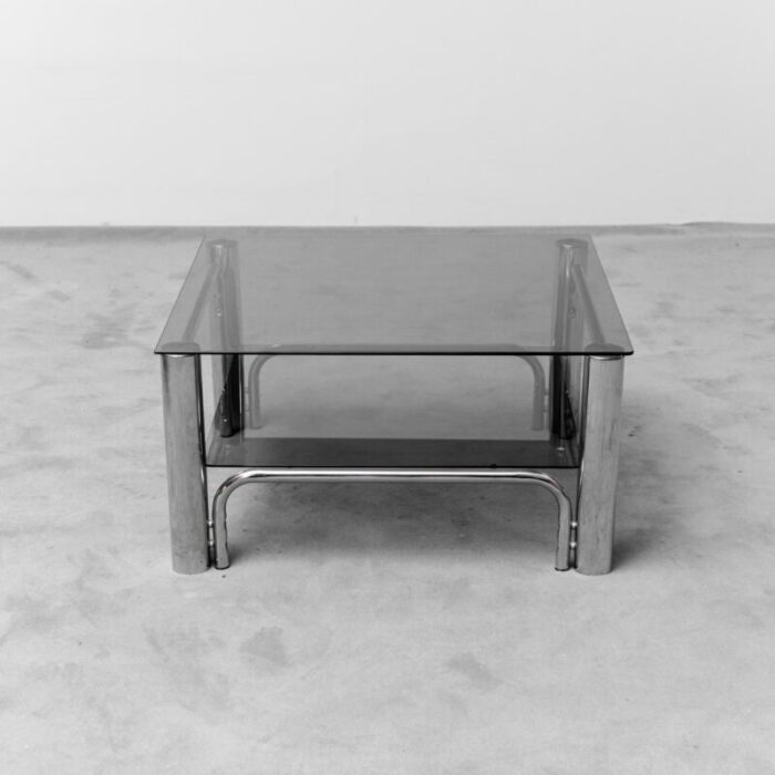 steel and glass coffee table 1970s 9439