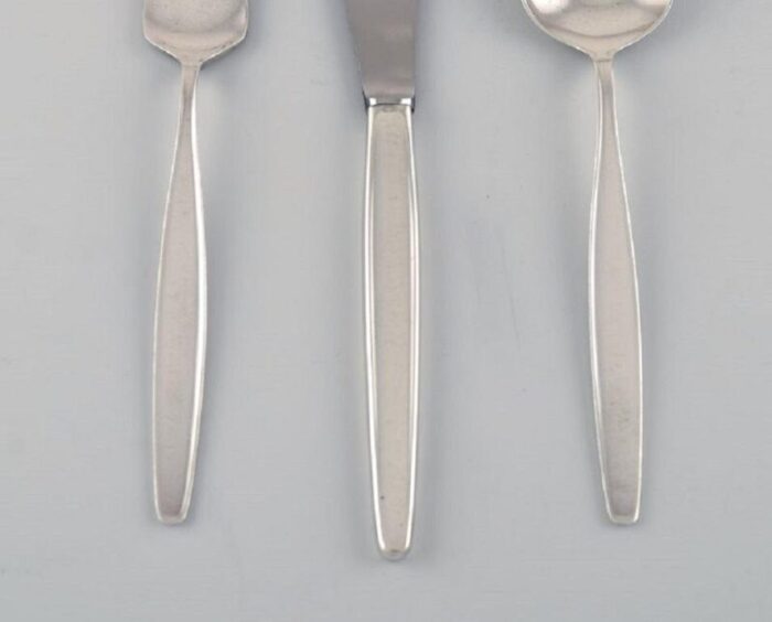 sterling silver cypress lunch service by georg jensen 1940s set of 30 3