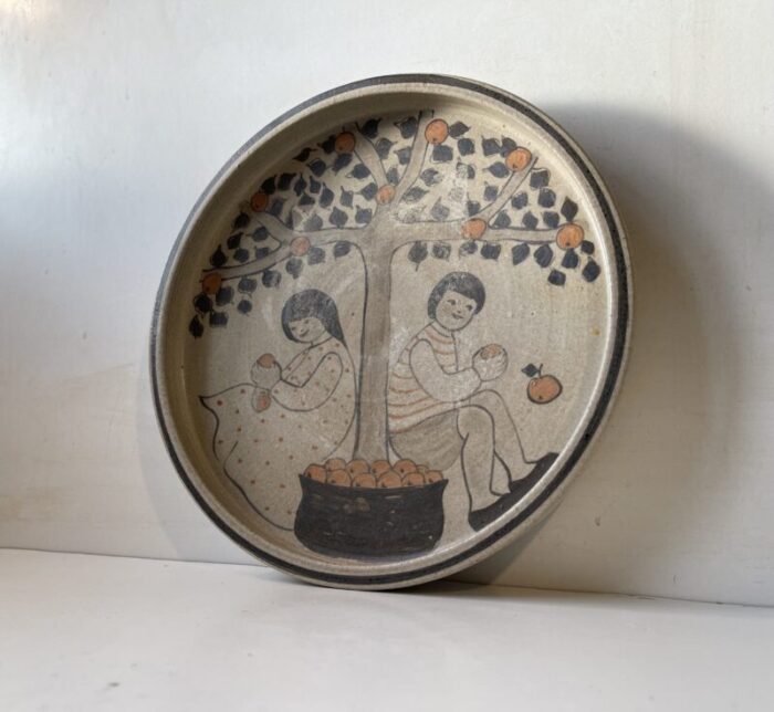 stoneware dish with orange pickers by herman august kahler 1960s 2365