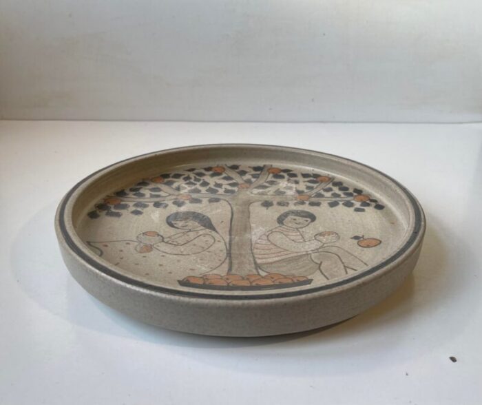 stoneware dish with orange pickers by herman august kahler 1960s 5599