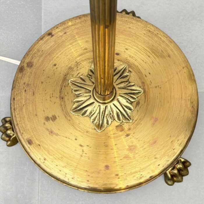 swedish art deco grace floor lamp in brass and textile attributed to malmo metallvarufabrik 1930s 7004