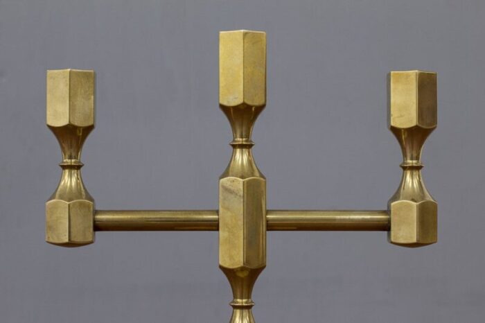 swedish brass candelabras by lars bergsten for gusum 1986 set of 2 3