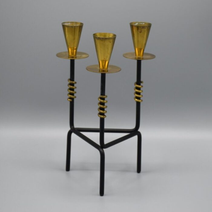 swedish candleholder in brass and metal by nils johan 1