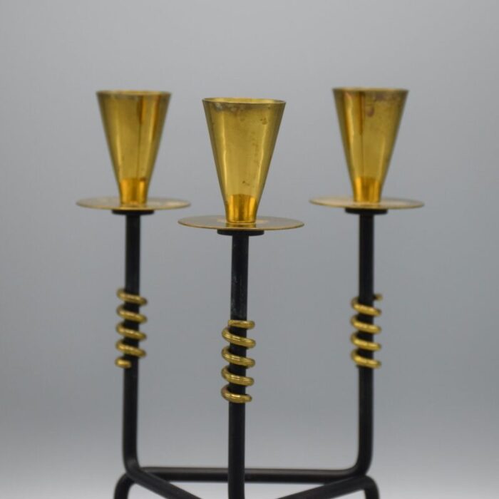 swedish candleholder in brass and metal by nils johan 2