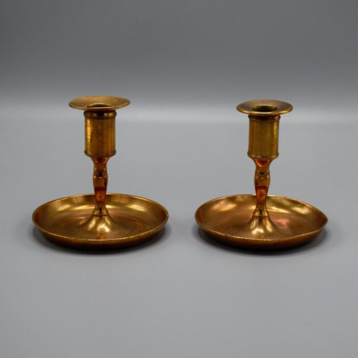 swedish candleholders in brass 1800s set of 2 1