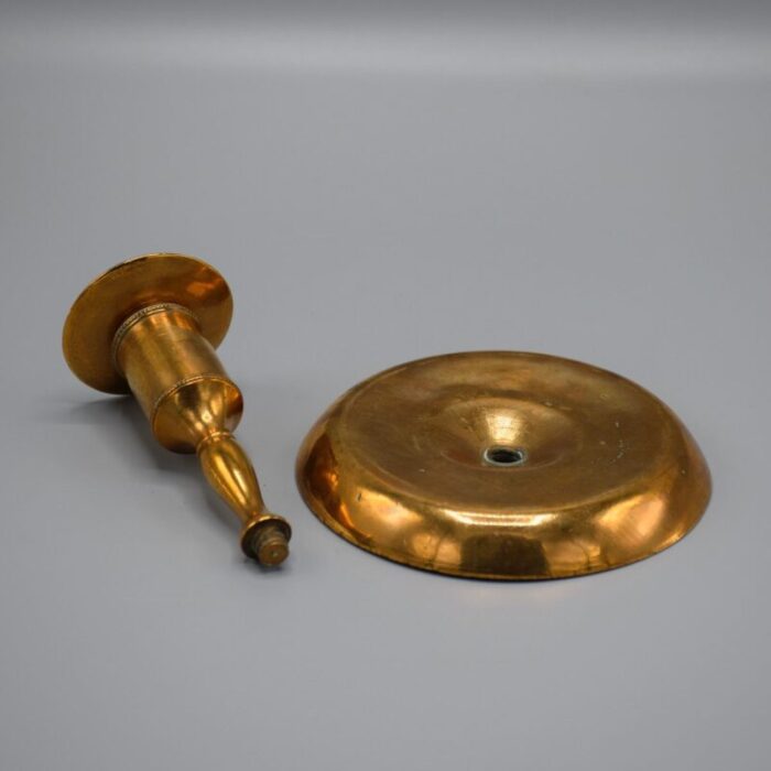 swedish candleholders in brass 1800s set of 2 4