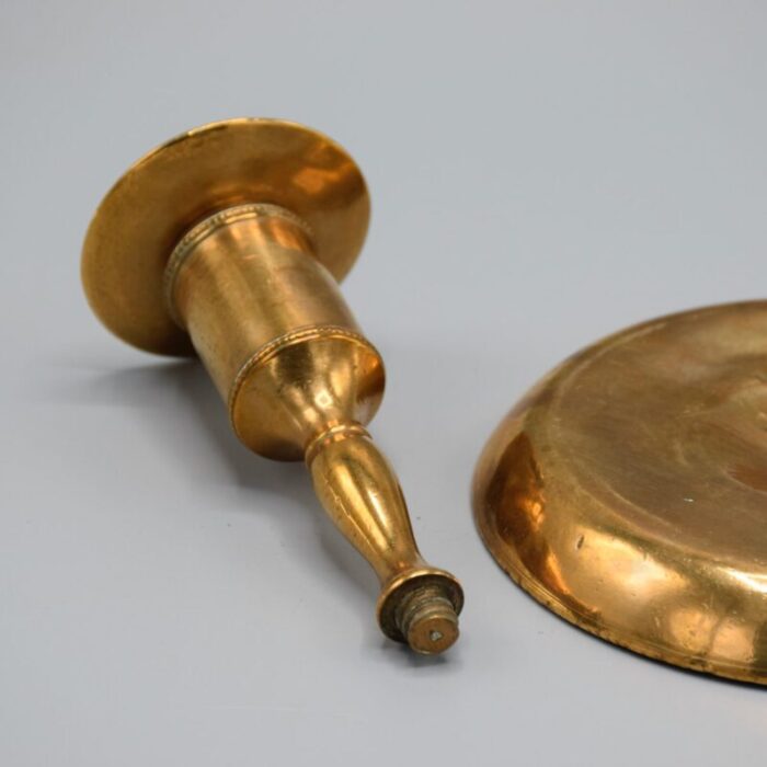 swedish candleholders in brass 1800s set of 2 5