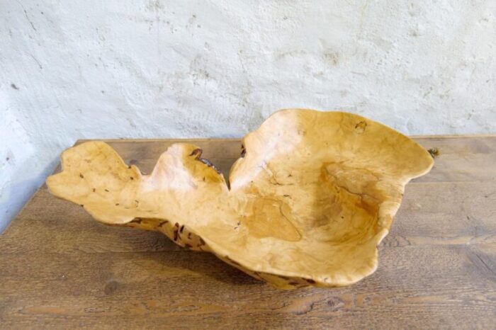 swedish folk art organic burl curly birch tiger bowl 1980s 12