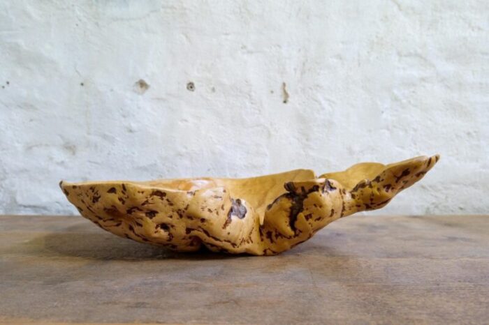 swedish folk art organic burl curly birch tiger bowl 1980s 5