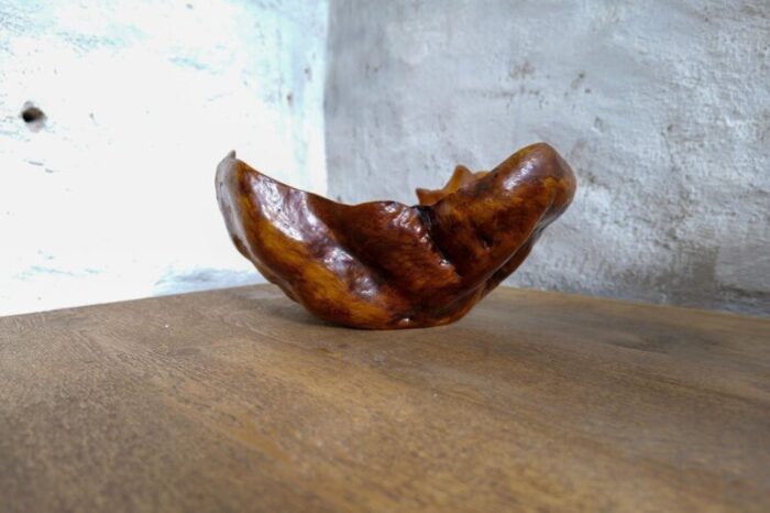 swedish folk art organic dark grain burl curly birch bowl 1960s 3