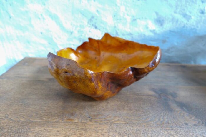 swedish folk art organic dark grain burl curly birch bowl 1960s 6