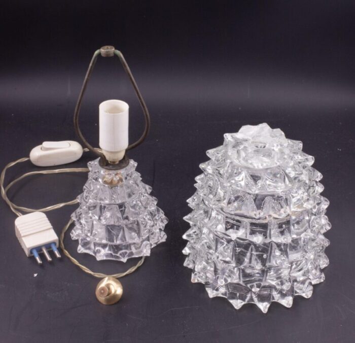 table lamp in rostrato murano glass vase for barovier and toso 1940s 2104