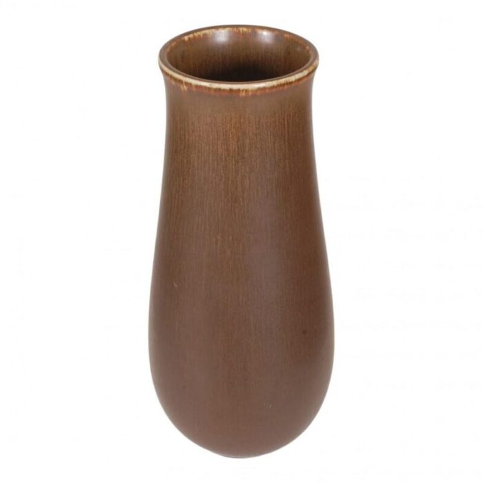 tall brown vase in stoneware by eva staehr 2