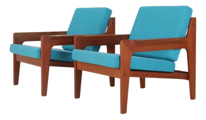 teak armchairs by arne wahl iversen for komfort 1960s set of 2 5324