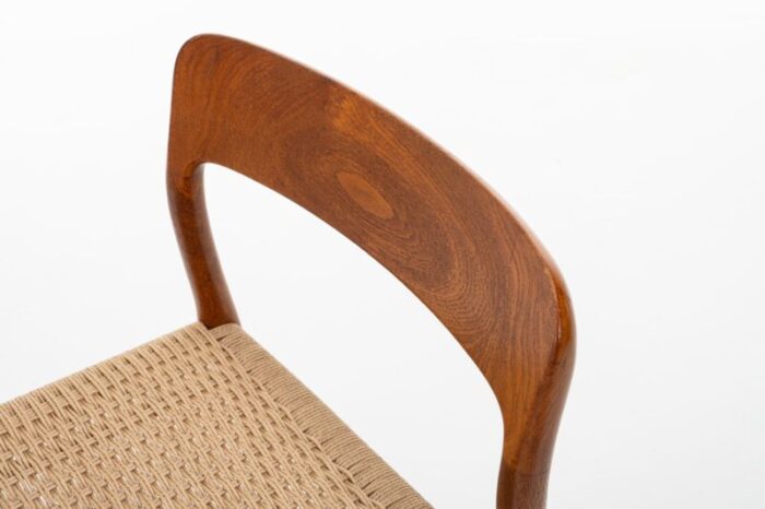 teak papercord dining chairs by niels o mller for jl mllers 1960s set of 8 5219