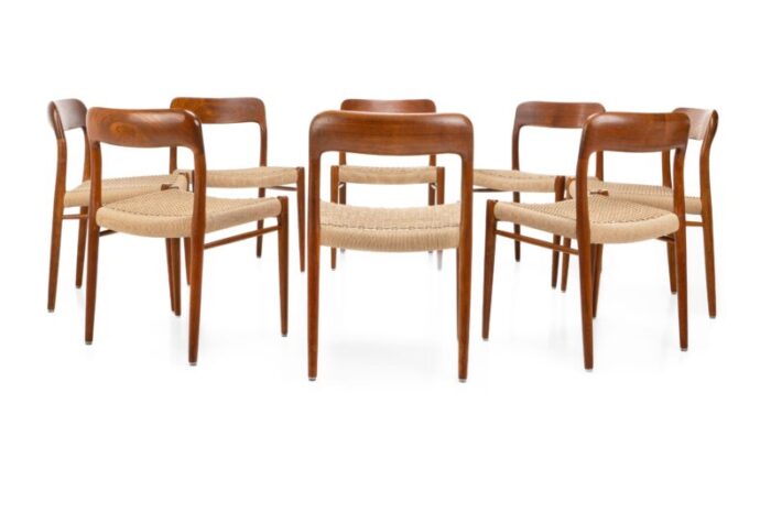 teak papercord dining chairs by niels o mller for jl mllers 1960s set of 8 6761