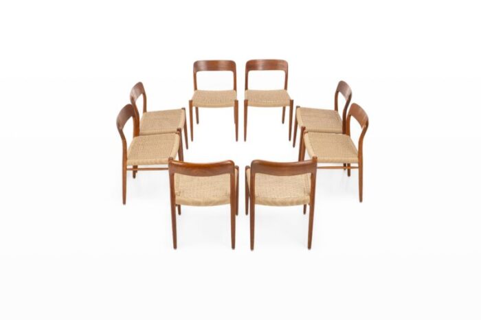 teak papercord dining chairs by niels o mller for jl mllers 1960s set of 8 7379