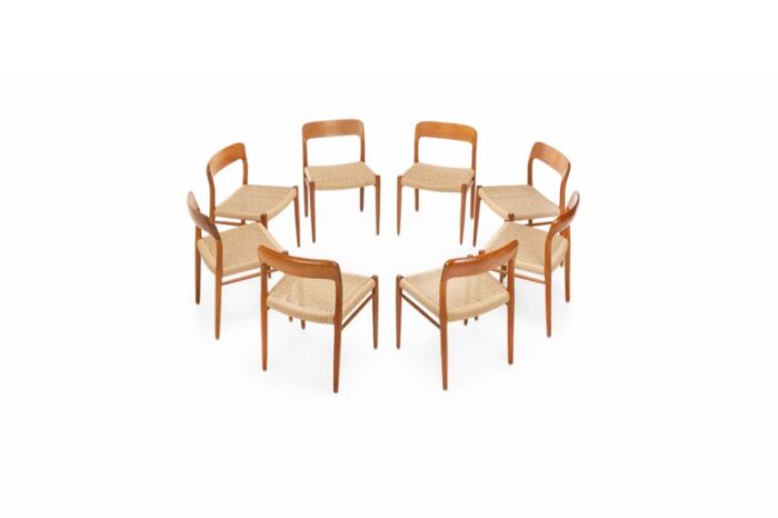 teak papercord dining chairs by niels o mller for jl mllers 1960s set of 8 7528