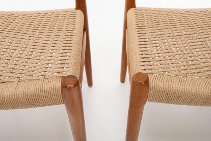 teak papercord dining chairs by niels o mller for jl mllers 1960s set of 8 9648